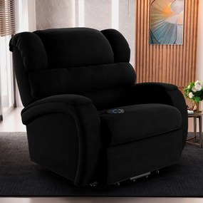 Poltrona do Papai Sala de Cinema Reclinável Kylie Elevação Lift Elétrico Veludo Preto G23