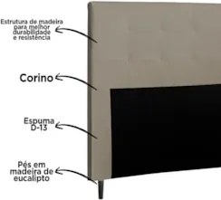 Cabeceira Cama Box Casal 140cm Luna Sintético Bege Z51 - Mpozenato
