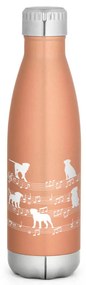 Garrafa Térmica Inox Brilhante 510 ml Cachorro Musical Branco - Dourado