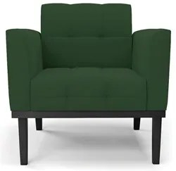 Sofá Namoradeira e 1 Poltrona Base Madeira Preto Ana Veludo Verde - Ib