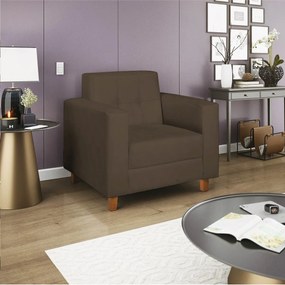 Poltrona Decorativa Denver Suede Marrom - ADJ Decor