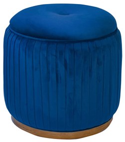 Puff Redondo Drapeado Estofado Nuni - Mel Pinus - Tecido Veludo Azul Safira  Kleiner