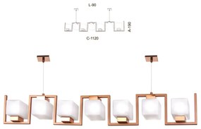 Pendente Retâgular Linear Vidro Quadrado 112X10X19Cm Metal E Cubo 07Xg... (PRETO, AMBAR)