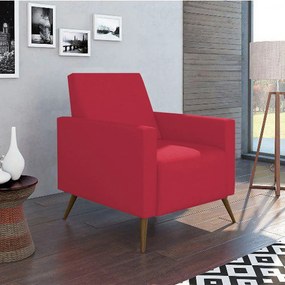 Poltrona Decorativa Amamentação Gabi Pé Palito Suede Vermelho