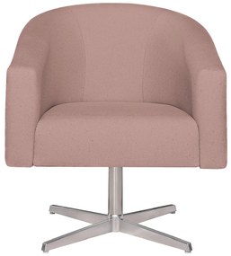 Poltrona Luiza Base Giratória de Metal Linho Rosê - ADJ Decor