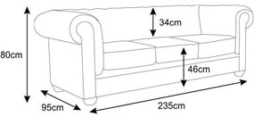 Sofá Chesterfield 3 Lugares com Pés Madeira Couro Bege G40 - Gran Belo