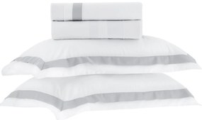 Jogo de Cama Kacyumara 300 Fios Bellagio  Branco e Prata - King