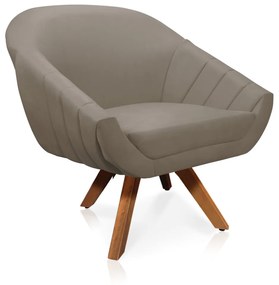 Kit 01 Namoradeira 02 Lugares e 02 Poltronas Giratória Giovana Suede Marrom Rato Base Madeira MM30 - D'Rossi