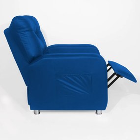 Poltrona Do Papai Reclinável Madri Courino Azul Royal