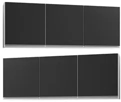 Kit 2 Armários Aéreos 150cm 3 Portas Argélia Branco/Preto - Lumil