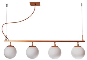 Pendente Queens C/ 4 Globos 85Cm 4L E27 Mini Bulbo / Metal E Globo Ø14... (FN-F - Fendi Fosco, CLEAR)