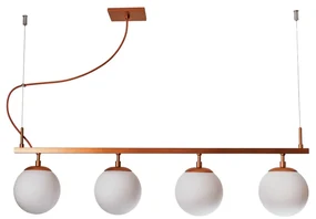 Pendente Queens C/ 4 Globos 85Cm 4L E27 Mini Bulbo / Metal E Globo Ø14... (FN-F - Fendi Fosco, FOSCO)
