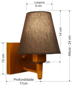 Arandela Quadrada Md-2034 Cobre Cúpula em Tecido Cone Café - Bivolt