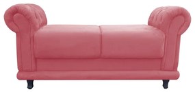 Recamier Barcelona Namoradeira Calçadeira Suede Rose com strass D'Rossi