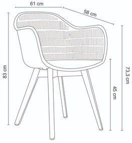 Cadeira Decorativa Sala e Cozinha Aquilae com Braço (PP) Preto G56 - Gran Belo