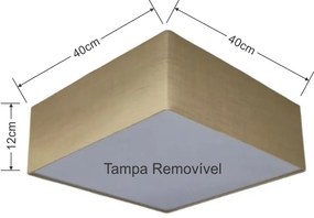 Plafon Quadrado Md-3050 Cúpula em Tecido 40x40X12cm Palha - Bivolt