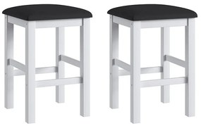 Conjunto 2 Banquetas Estofadas Madeira Espuma - Branco/preto