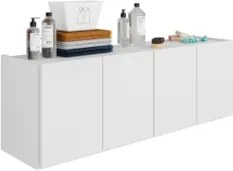 Balcão Suspenso Multiuso Lavanderia 118cm Monna Branco Z34  - Mpozenat
