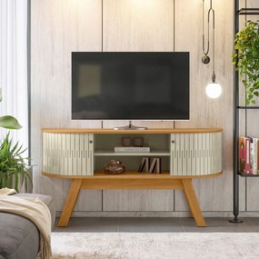 Rack TV 55 Pol 136cm Bancada para Sala Rylan M20 - D'Rossi - Cumaru e Opala