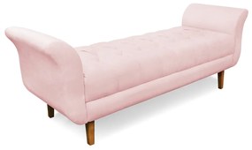 Recamier Olinda Suede 160 cm Pés Chanfrado Castanhos - D'Rossi - Rosa Bebê