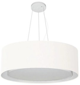 Lustre Pendente Cilíndrico Duplo Md-4126 Cúpula em Tecido 80x30cm Branco - Bivolt