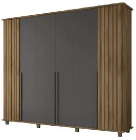 Guarda Roupa Ripado França 6 Portas Cinamomo/Grafite – RV Móveis