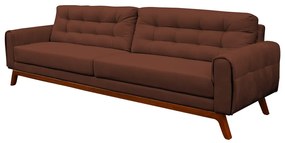 Sofá 3 Lugares Sala de Estar Eros 180 cm Veludo Marrom Base Fixa G15 - Gran Belo