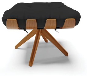 Puff Giratório Costela kit 2 Veludo Base de Madeira MA30 M11 - D'Rossi - Preto