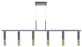 Pendente Retangular Tubos Linear 120X40X37Cm Metal 06Xg9 | Old Artisan... (COBRE FOSCO)