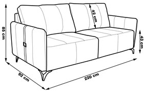 Sofá Decorativo 3 Lugares Sala de Estar 220cm Jolie Couro Conhaque G34 - Gran Belo