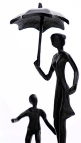 Escultura Decorativa Em Metal Preto Mãe e Filho 22x7,8 Cm - D'Rossi