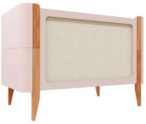 Berço Evolutivo Bo 3 em 1 Palha Natural Pés Jequitibá - Rosa