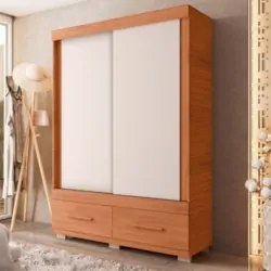 Guarda Roupa Solteiro 137cm Com 2 Portas Darius Freijó/Off C01 - Mpoze