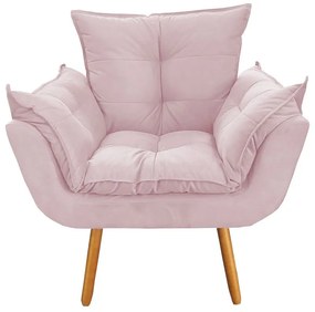 Poltrona Decorativa Opala Pés Palito Suede Rosa - Sheep Estofados - Rosa
