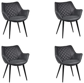 Kit 4 Cadeiras Decorativas Sala e Escritório Mandalla PU Sintético Preta G56 - Gran Belo