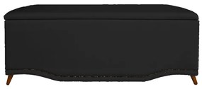 Calçadeira Baú Casal 140cm Greta Pés Palito Suede Preto - Sheep Estofados