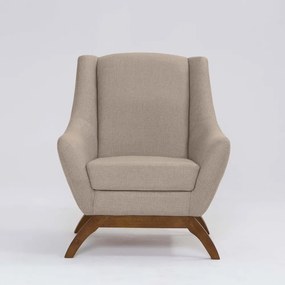 Poltrona Decorativa Mildred D07 Pés Madeira Linho Mescla Bege - D'Rossi