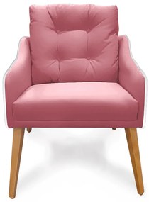 Poltrona Decorativa Delta Pés Palito Corano Branco / Veludo Rosa - Sheep Estofados - Veludo Rosa
