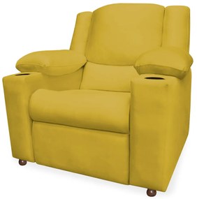 Poltrona Papai Manchester Reclinável Veludo Amarelo