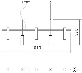 Pendente Retângular 101X3,8X36,5Cm Tubo Desalinhado Alumínio 5Xmr11 -... (CHAMPANHE)