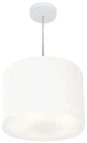 Lustre Pendente Cilíndrico Md-4212 Cúpula em Tecido 40x30cm Branco - Bivolt