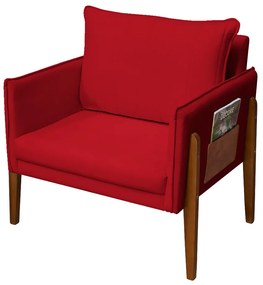Poltrona Decorativa Milão Luxo Sala, de Estar, Quarto, Decoração - Maltak Decor - Vermelho Acetinado