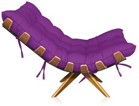 Poltrona Giratória Costela Suede Base de Madeira MA30 M11 - D'Rossi - Roxo