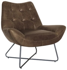 Poltrona Sala Decorativa Base Industrial X Logan Sintético PU R02 - D'Rossi  - Marrom