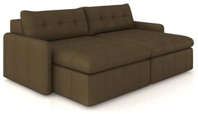 Sofá Retrátil Bipartido Sala de Estar Belém 224cm Couro Capuccino G52 - Gran Belo