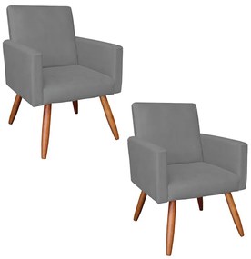 KIT 02 POLTRONAS LARISSA SUEDE PES PALIT - Grafite