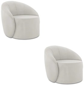 Poltrona Decorativa Orgânica Kit 2 Lua Veludo D03 - D'Rossi - Cinza