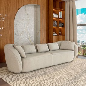 Sofá Bipartido Sala de Estar Diamond 212cm com Almofadas Soltas Linho Off White G52 - Gran Belo