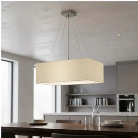 Lustre Pendente Retangular Md-4372 Cúpula em Tecido 60x40cm Bege