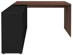 Mesa Escrivaninha em L 140x130cm 8 Nichos Eron A06 Ipê/Preto - Mpozena
